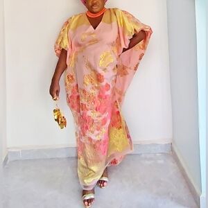 Pink-gold Plus Kaftan Boubou